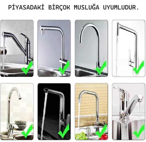 360 ° DÖNEBİLİR FONKSİYONLU MUTFAK MUSLUK UCU